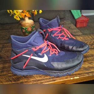 Nike Blue and Neon-Pink High-Top Sneakers